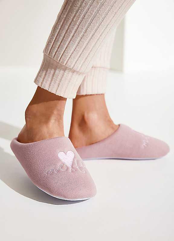 Vivance Heart Print Slippers - Pink - Size 7 on Productcaster.