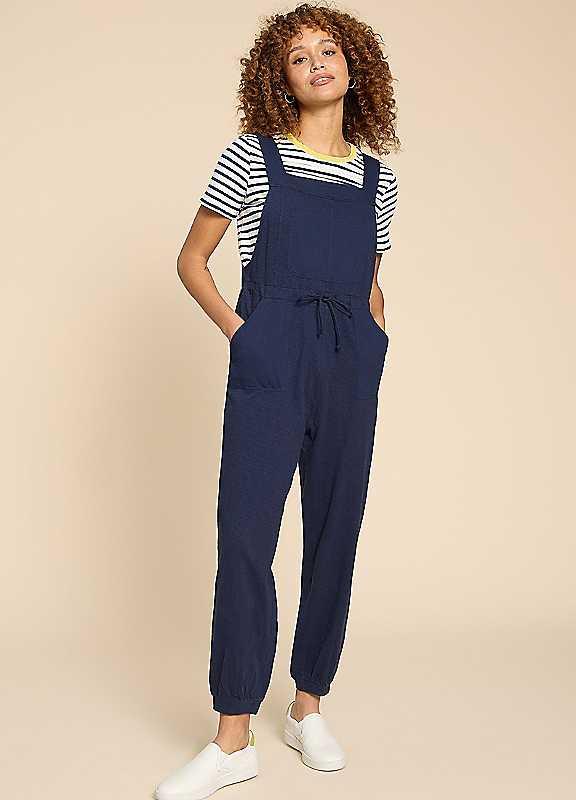 White Stuff Daphne Jersey Dungaree - Blue - Size 8 on Productcaster.