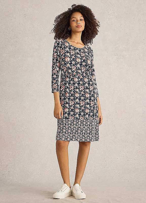 White Stuff Tallie Jersey Dress - Navy Print - Size 12R on Productcaster.