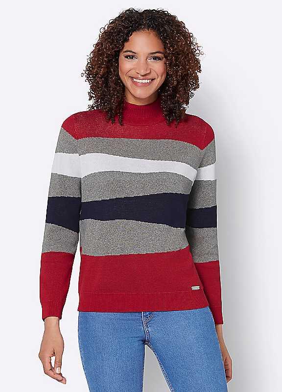 Witt Colourblock Striped Jumper - Red Multi - Size 20 on Productcaster.