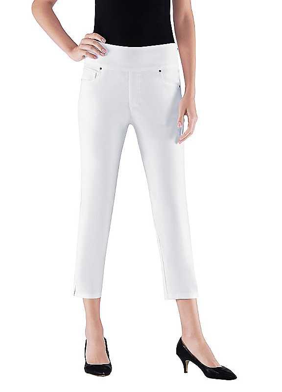 Plus Size Witt Cropped Stretch Trousers - White - Size 14P on Productcaster.