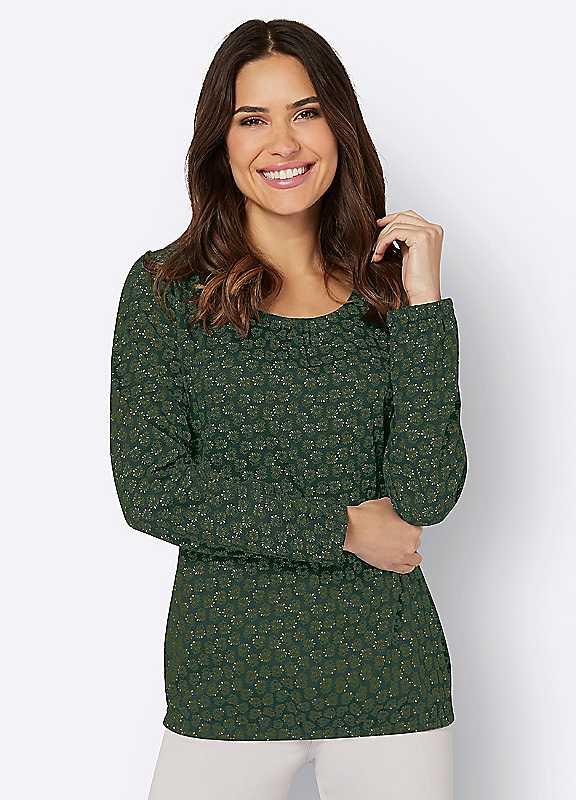 Witt Floral Print Long-Sleeve Top - Green - Size 24 on Productcaster.