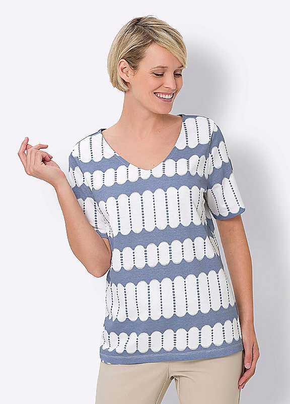 Plus Size Witt Graphic Print Short Sleeve Top - Dusty Blue Print - Size 20 on Productcaster.