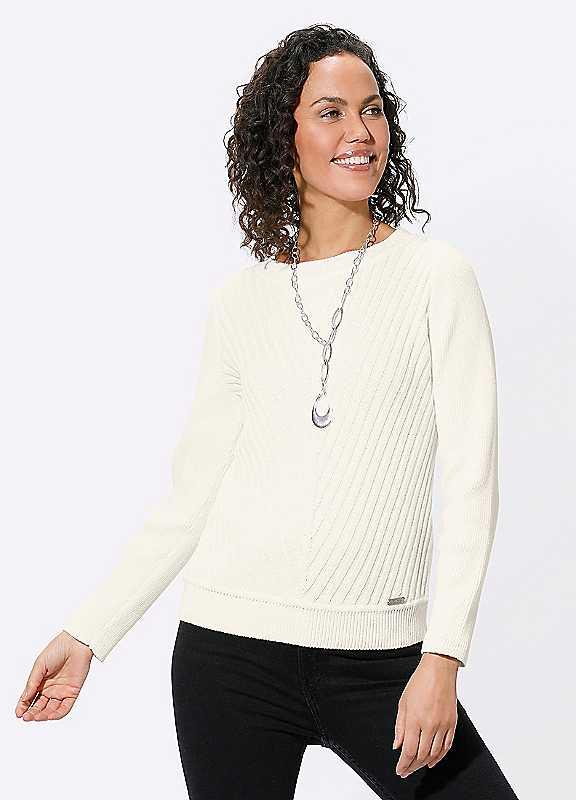 Plus Size Witt Knit Patterned Long Sleeve Sweater - Ecru - Size 14 on Productcaster.