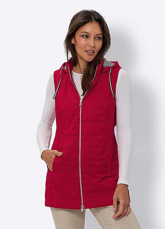 Witt Longline Hooded Gilet - RED - Size 22 on Productcaster.