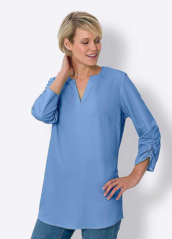 Plus Size Witt Longline V-Neck Blouse - Sky Blue - Size 24 on Productcaster.