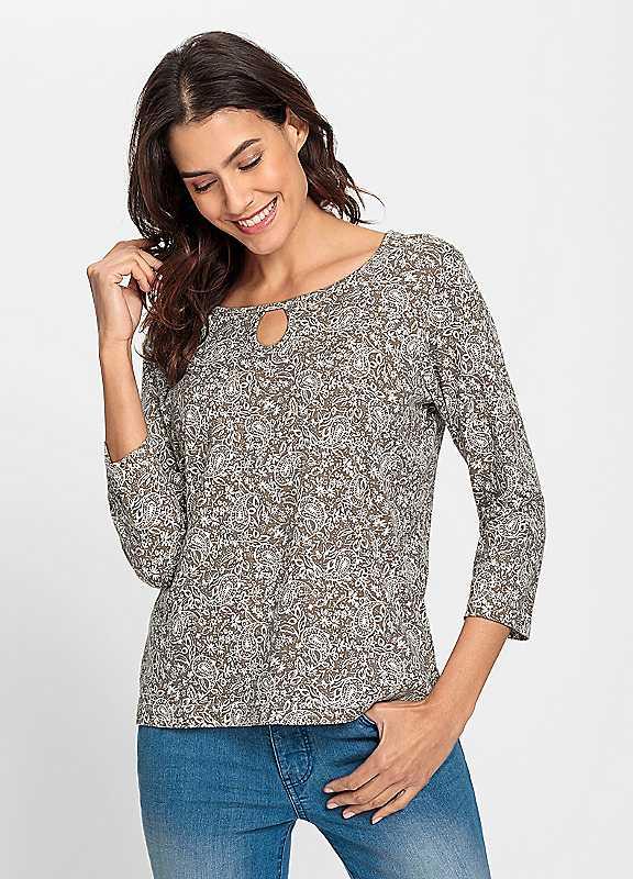 Witt Paisley Keyhole Top - Taupe Print - Size 16 on Productcaster.