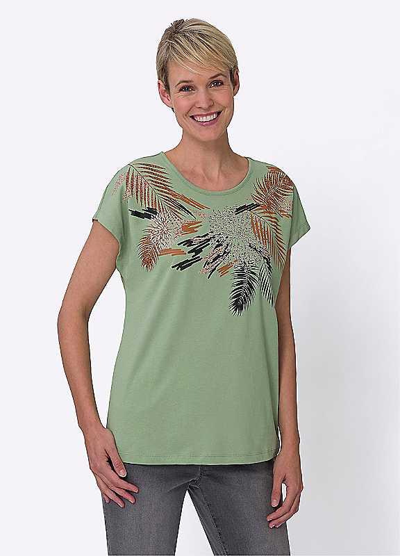 Witt Printed Short Sleeve T-Shirt - Eucalyptus Print - Size 22 on Productcaster.