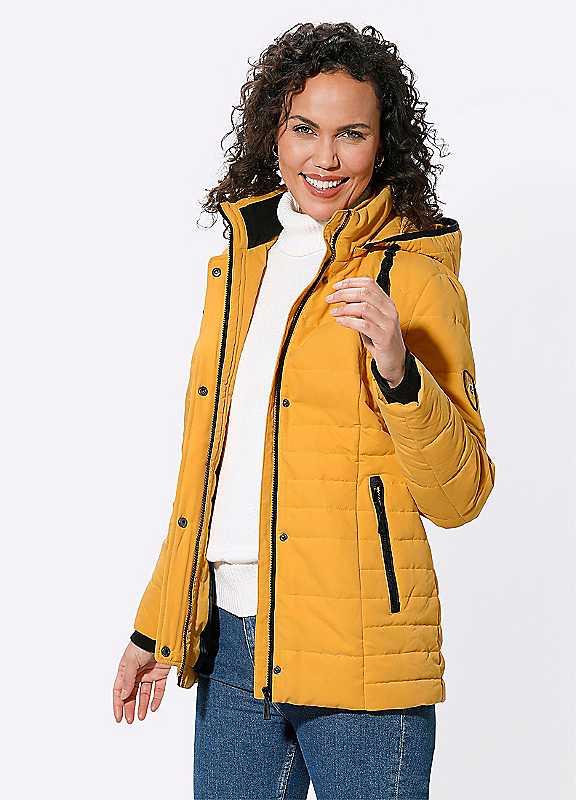 Plus Size Witt Quilted Jacket with Removable Hood - Ochre - Size 20 on Productcaster.