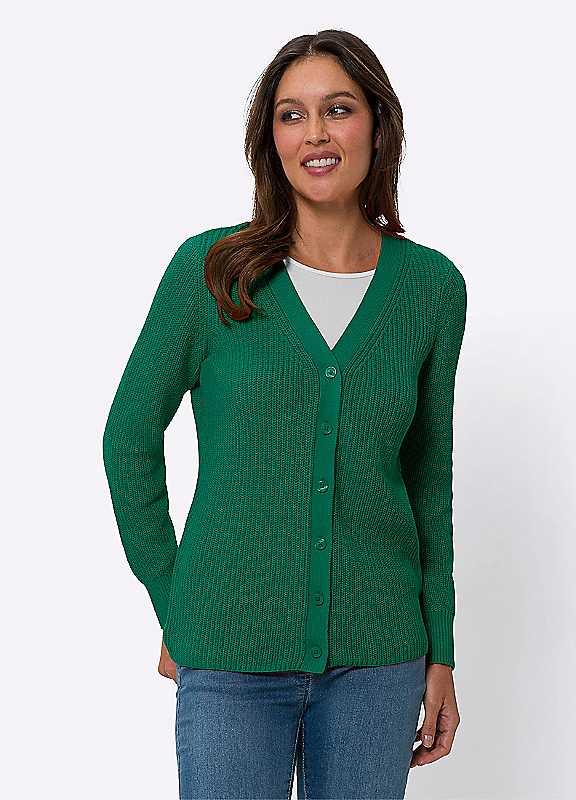 Witt Ribbed Cardigan - Green - Size 22 on Productcaster.