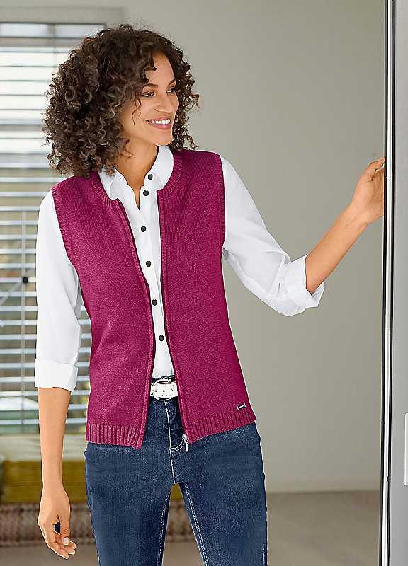 Plus Size Witt Sleeveless Knitted Cardigan - Fuchsia - Size 24 on Productcaster.