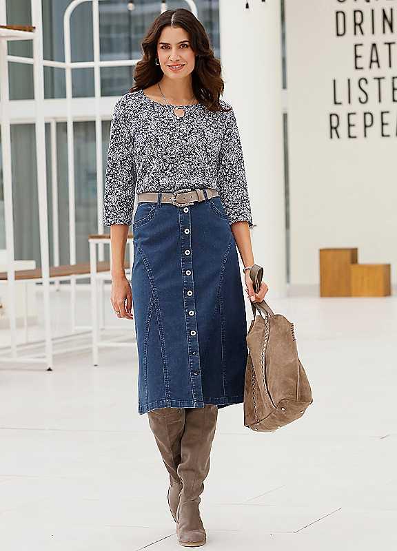 Witt Stretch Midi Denim Skirt - Blue Denim - Size 24 on Productcaster.