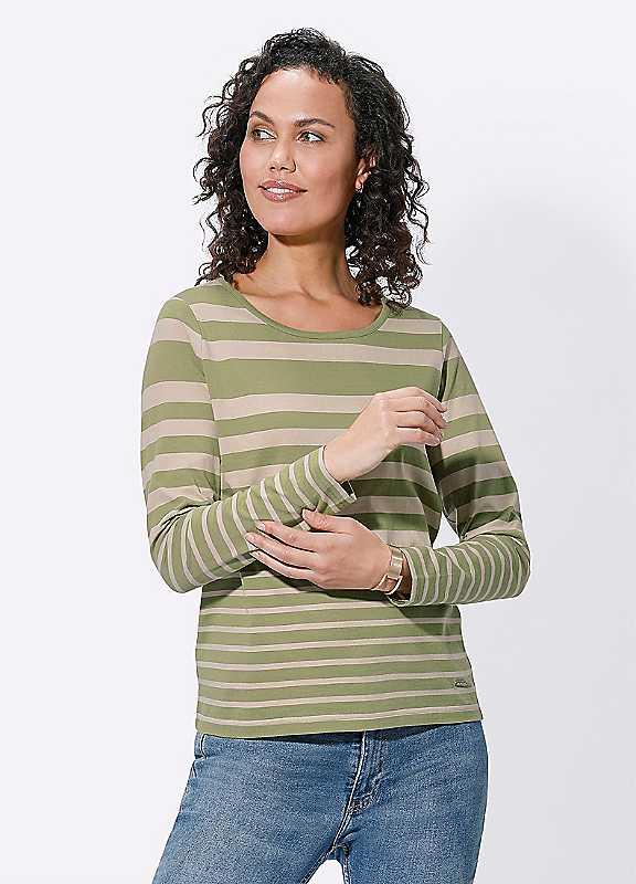 Plus Size Witt Striped Round Neck Top - Reed - Size 14 on Productcaster.