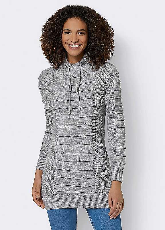 Plus Size Witt Textured Long Sweater - Grey - Size 24 on Productcaster.