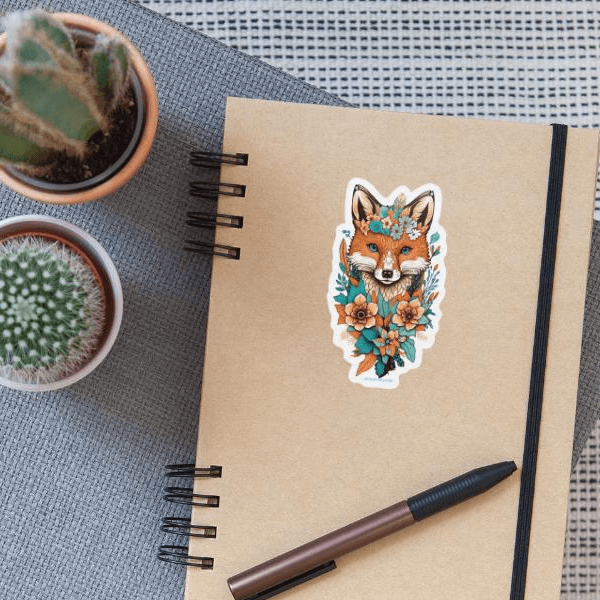 Blume, Tiere Mit Blume | Sticker | Floral Fuchs Vintage Blumen on Productcaster.