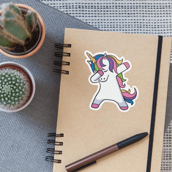 Unicorn | Sticker | Mattweiß | Dabbing Unicorn on Productcaster.