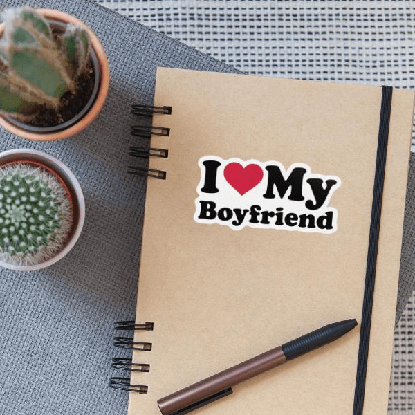 I Love My Boyfriend, Boyfriend | Sticker | Mattweiß | I Love My Boyfriend on Productcaster.