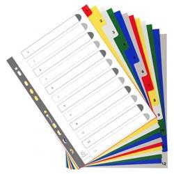 Exacompta Index 1-12 A4 120 Micron Polypropylene Bright Assorted Colours , HuntOffice.co.uk on Productcaster.