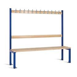 Single Sided Island Seating 1500 mm Length 12 Hooks Beech Wood Slats Dark Blue Fram , HuntOffice.co.uk on Productcaster.