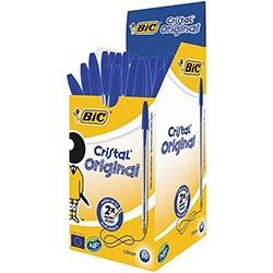 Bic Cristal Blue Ballpoint Pens - Medium Tip, Clear Barrel, Pack of 50 , HuntOffice.co.uk on Productcaster.