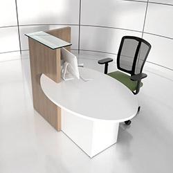 Ovo Small Reception Desk Cocoa with Left White Pastel Low Level Section , HuntOffice.co.uk on Productcaster.