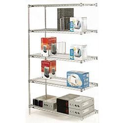 Olympic Chrome Wire Shelving System 1895mm High Add-On Unit WxD 1524x457mm 5 Shelves & 2 Posts 275kg Shelf Capacity , HuntOffice.co.uk on Productcaster.