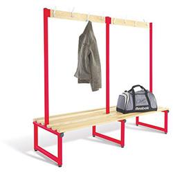 Probe Double Sided 10 Hook Bench - Junior Type D Red Frame With Light Ash Slats L2000xD350xH400mm , HuntOffice.co.uk on Productcaster.