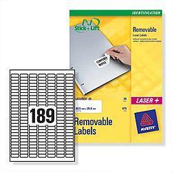 Avery L4731REV-25 Mini Laser Labels Removable 189 per Sheet 25.4x10mm White 4725 Labels , HuntOffice.co.uk on Productcaster.