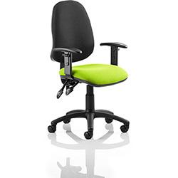 Eclipse II Lever Task Operator Office Chair With Height Adjustable Arms Black Back Swizzle Green Seat , HuntOffice.co.uk on Productcaster.