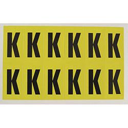 Adhesive Label Bin Sticker Letter K H90xW38mm 6 Characters Per Sheet Black Text On Yellow , HuntOffice.co.uk on Productcaster.