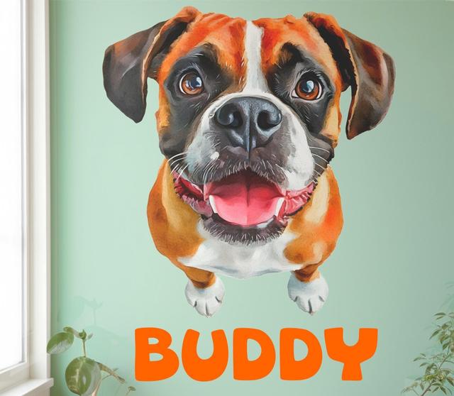 Boxer gepersonaliseerde muursticker, bokser aangepaste muursticker, bokser vinyl sticker, bokser hond naam sticker, bokser hond naam sticker vn054 on Productcaster.
