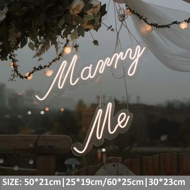 Marry Me Hochzeit Leuchtbuchstaben mit Acryl Bord Benutzerdefinierte Hochzeitsfeier Neon Schild on Productcaster.