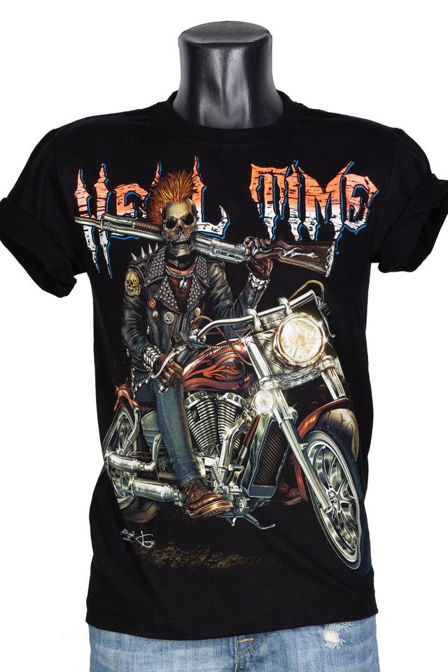 Hell Time Motorrad-T-Shirt, Rock Chang Glow in the Dark Print on Productcaster.