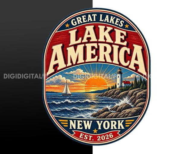 T-Shirt „Amerikas See", „Ontario-See", „Große Seen", patriotisches USA-T-Shirt, Amerika-Shirt, digitale Datei, PNG on Productcaster.
