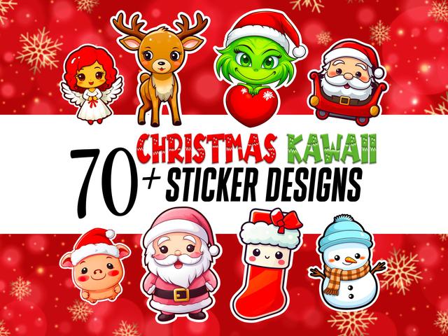 70+ bundel kawaii kerststickers: png-bestanden met vectorkunst (digitale download) on Productcaster.