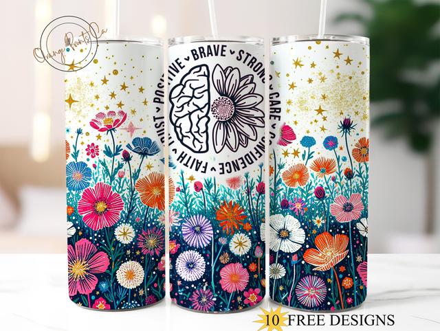 Affirmaties geestelijke gezondheid 20oz magere beker wrap, zelfhulp beker ontwerp, inspiratie png, motiverende png instant digitale download on Productcaster.