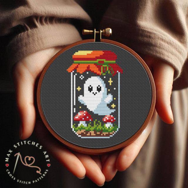 Geist im Glas Kreuzstich-Muster: Kawaii Halloween zum Sticken (PDF) on Productcaster.