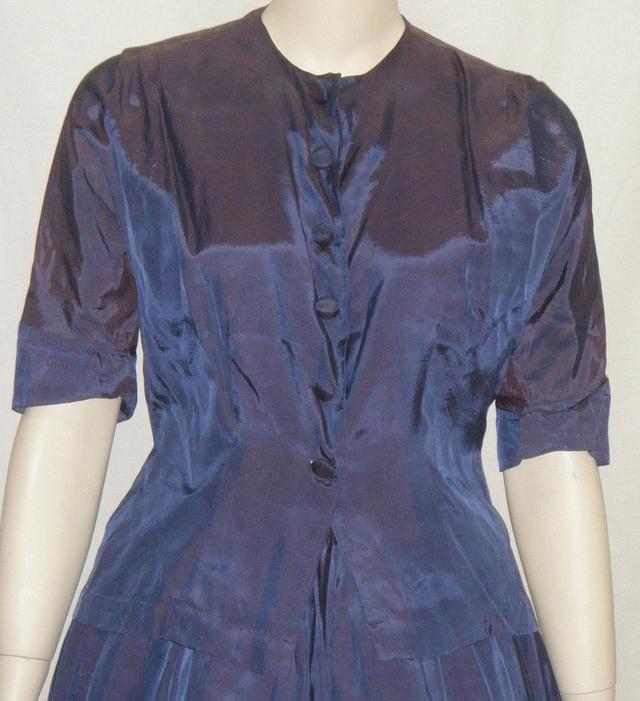 Vintage 1940er 1950er Illusion Full Circle Rock Bluse Kleid Lila Blau Medium Outfit Anzug on Productcaster.
