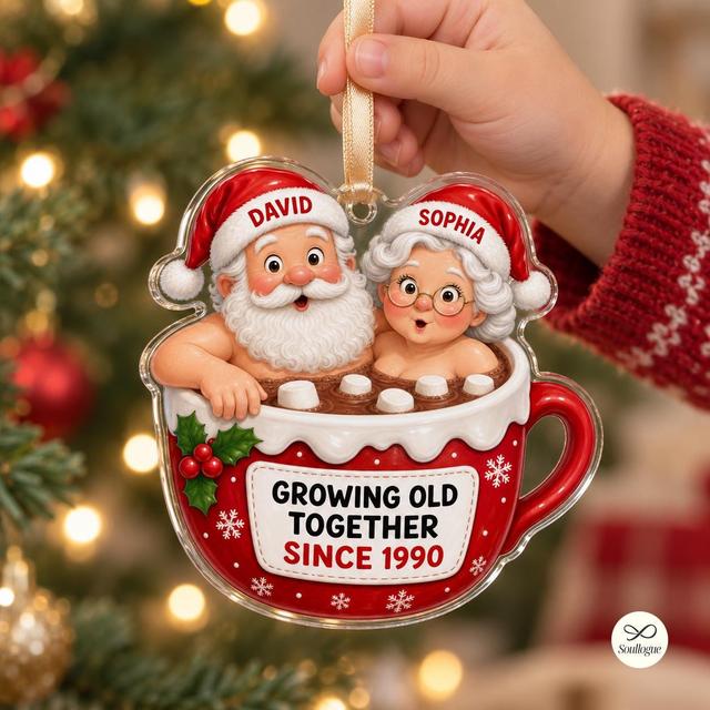 Personalisierter Paarschmuck, Weihnachtsschmuck „Gemeinsam alt werden" mit individuellem Namen, Jubiläumsschmuck mit individuellem Namen, Weihnachtssc on Productcaster.