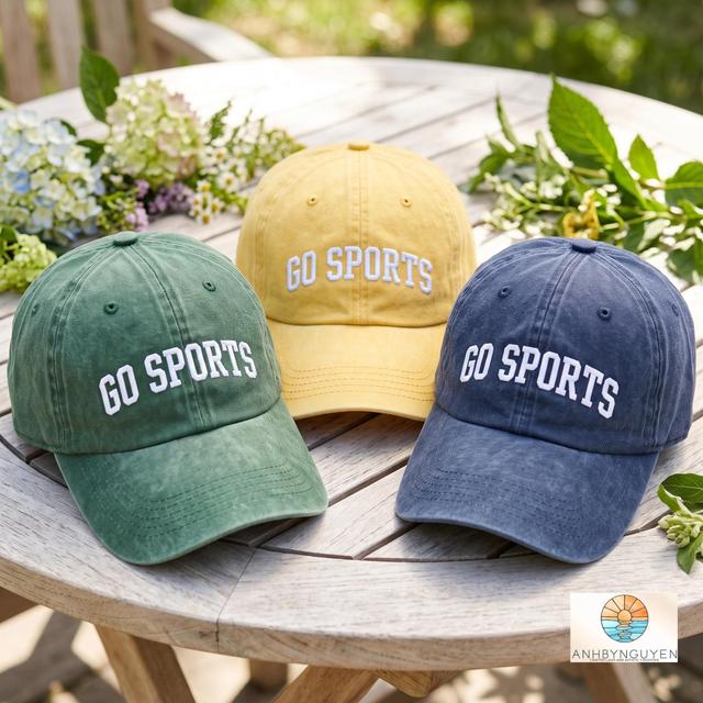Go Sports bestickte, gewaschene Mütze, bestickte Baseballkappe on Productcaster.
