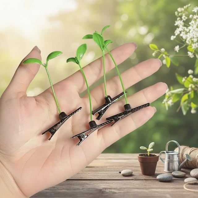 30 spinek do włosów z kiełkami fasoli mung | Fantazyjne, roślinne akcesoria do włosów DIY | Urocze spinki do włosów z kiełkami do majsterkowania on Productcaster.