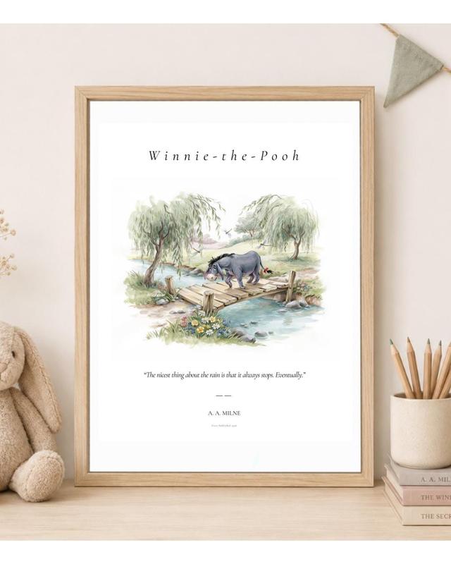 Eeyore-Kunstdruck | Winnie-Puuh-Kinderzimmerdeko | A.A. Milne | Wandbild vom Hundertmorgenwaldsee | Klassiker der Kinderliteratur mit Abenteuermotiv on Productcaster.