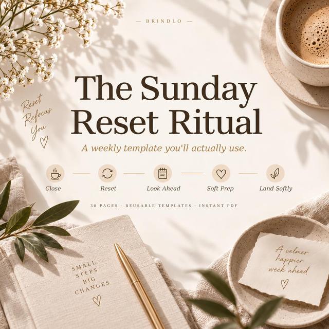 Sonntags-Reset-Ritual Druckbar | Wöchentliche Planer Vorlage PDF | Reset Routine Workbook | Sonntag Reset Kit on Productcaster.