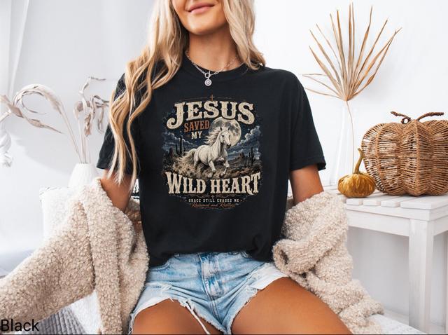 Horse Moon Jesus Shirt | Western Christian T-Shirt | Vintage Bootleg Cowboy Tee | Comfort Colors Faith Shirt | Christian Gift for Men Women on Productcaster.