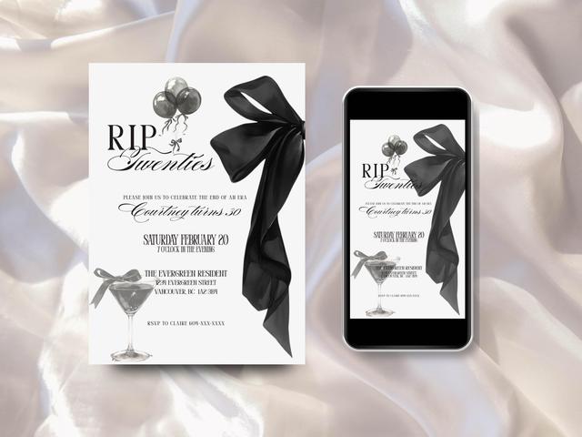 Einladung zum 30. Geburtstag im Stil der 20er Jahre | Elegantes Design in Schwarz-Weiß (Digitaler Download) on Productcaster.