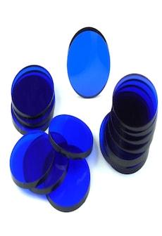 Acrylic miniature bases (20 pcs), round, clear, blue 30 x 3 mm on Productcaster.