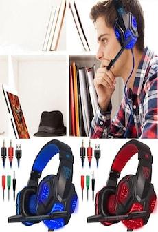 Over Ear Gaming Headset with Mic and LED Light for Laptop Cellphone PS4 Red N/A on Productcaster.