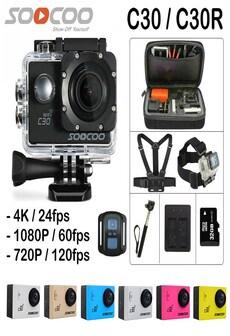 SOOCOO C30R Wifi 4K Sports Action Camera - Gyro 2.0 inch, LCD Screen, 30M Waterproof, Adjustable Angle Black on Productcaster.