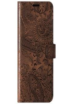 Surazo® Back Case Genuine Leather for phone Samsung Galaxy S21 Ultra - Wallet Case - Ornament Brown on Productcaster.