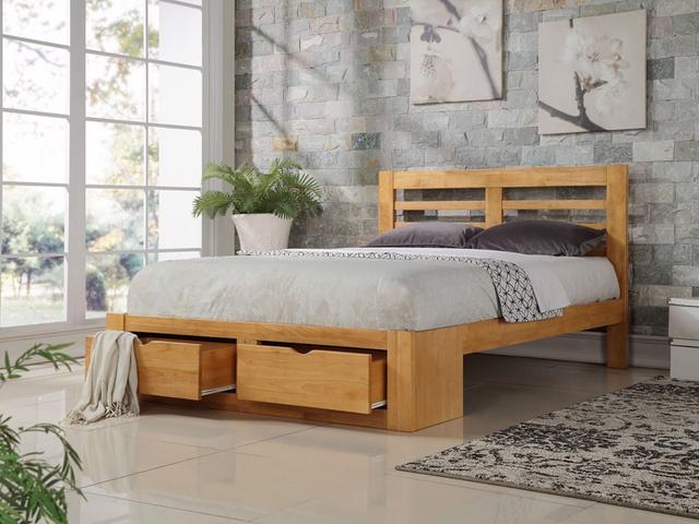 Sydney Oak Finish Wooden Bed Frame - Single on Productcaster.